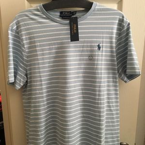 ⭐️ NWT Large Men's Polo striped Shirt Tshirt Blue